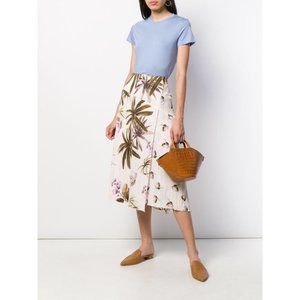 VINCE Tropical Garden Midi Surplice Skirt Size 10